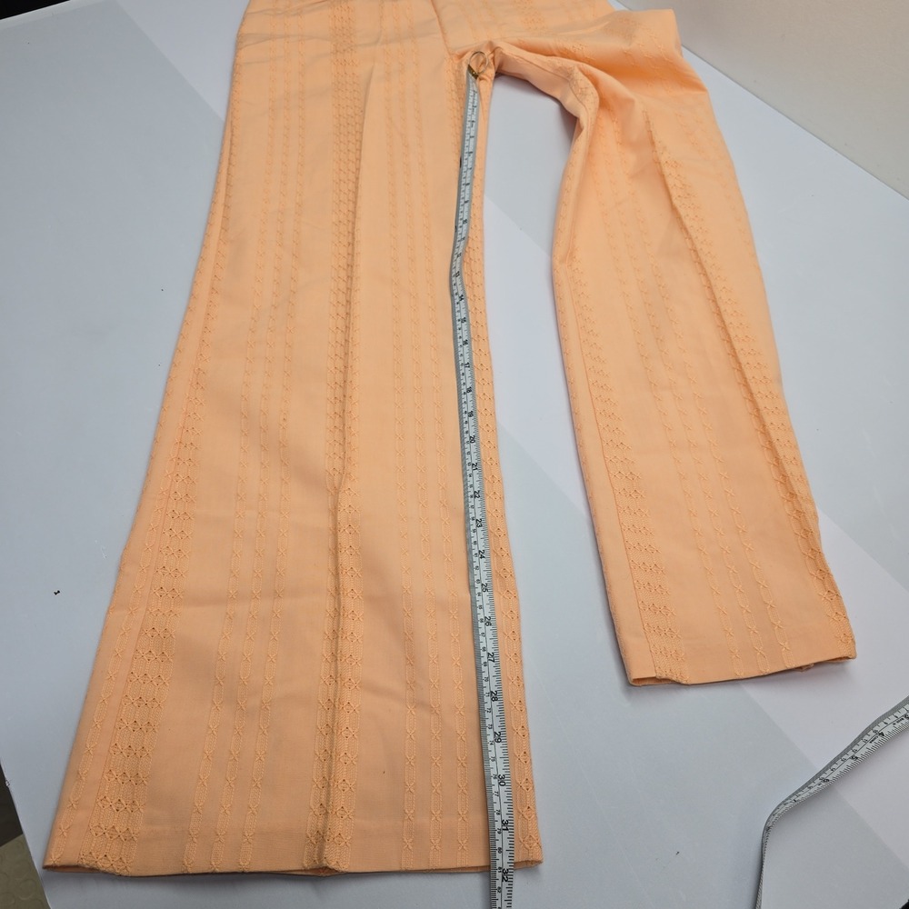 Vintage Wendy Winter Apricot Coral Textured High Waist Wide Leg Pants Size 12 - Picture 7 of 10